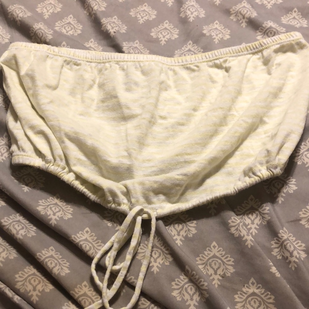Yellow and white striped tube top small womens size